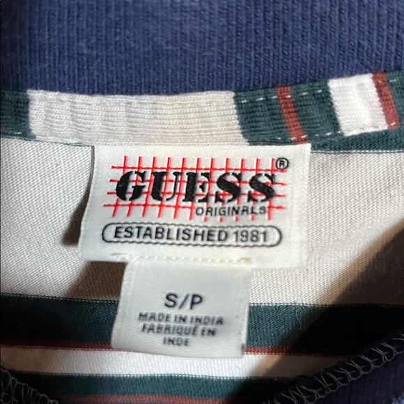 GUESS Navy and White Striped Tee - Picture 3 of 6